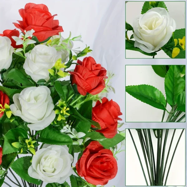 Memorial Rose Bouquet with Vase – 2 Set Funeral Flowers - Image 6