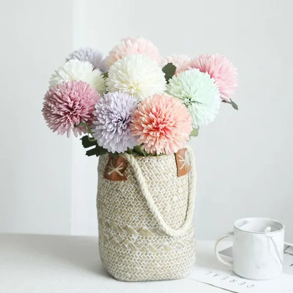 Winter Silk Dandelion Bouquet – 3/5pcs Artificial Flowers - Image 2