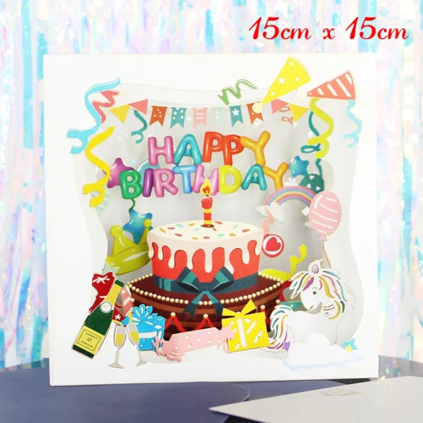 3D Pop-Up Birthday Greeting Card with Cake & Piano Design - Image 28