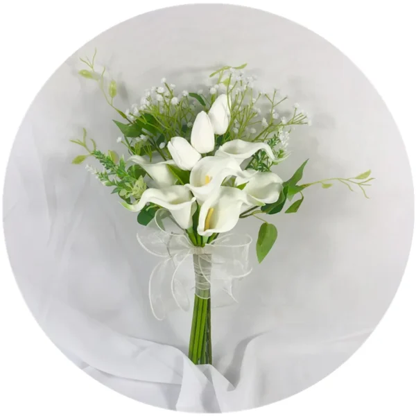 Elegant White Calla Lily Bridesmaid Bouquet – Real Touch - Image 5