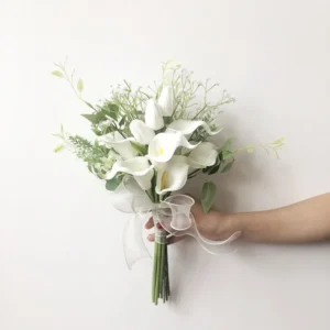 Elegant White Calla Lily Bridesmaid Bouquet – Real Touch