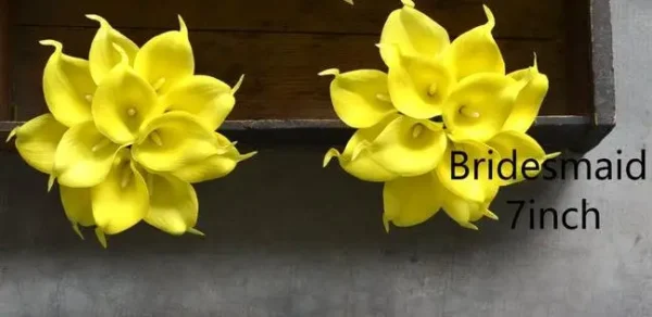 Yellow Calla Lilies & White Rose Wedding Bridal Bouquet - Image 2