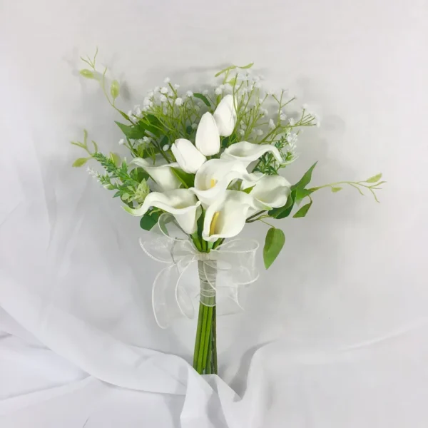 Elegant White Calla Lily Bridesmaid Bouquet – Real Touch - Image 2