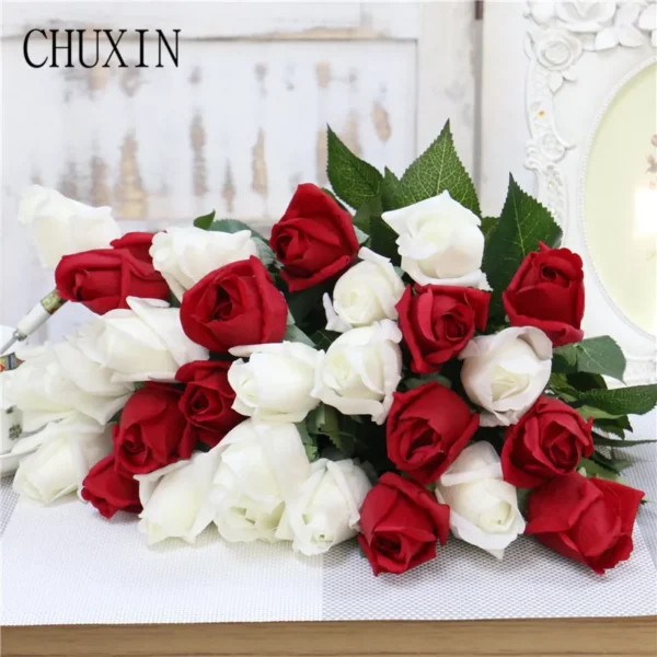 15pcs Real Touch Artificial Roses for Home & Weddings - Image 3