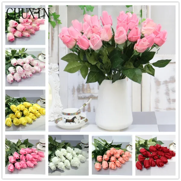 15pcs Real Touch Artificial Roses for Home & Weddings - Image 2