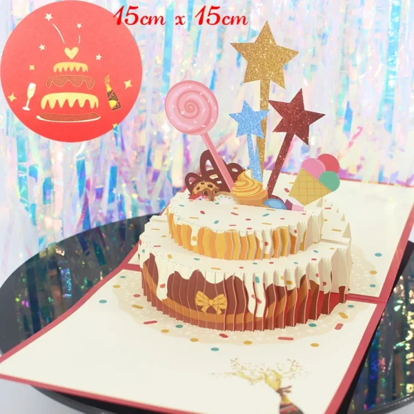 3D Pop-Up Birthday Greeting Card with Cake & Piano Design - Image 11