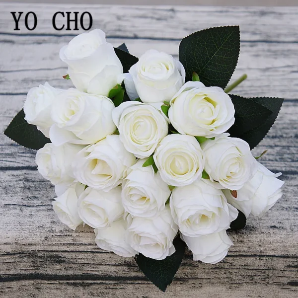 Artificial Rose Bouquet – 18 Silk Roses Birthday Gift - Image 4