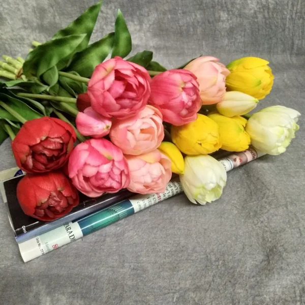 Luxury Silicone Tulip Bouquet 40cm Real Touch Flowers - Image 2