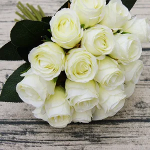 Artificial Rose Bouquet – 18 Silk Roses Birthday Gift