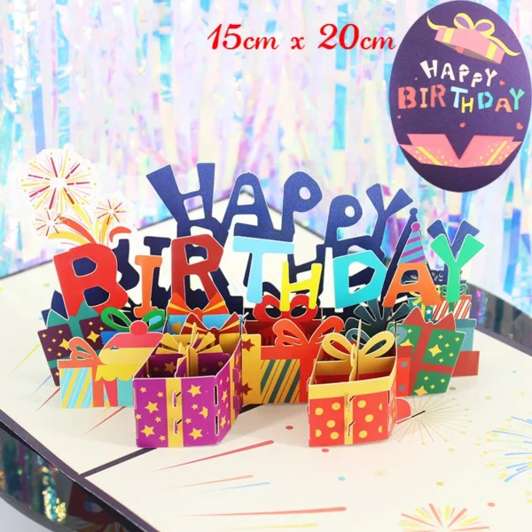 3D Pop-Up Birthday Greeting Card with Cake & Piano Design - Image 3
