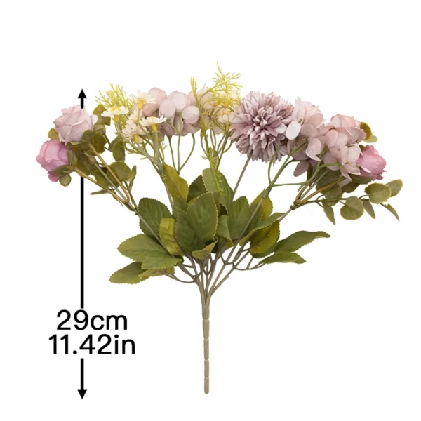 Artificial Silk Dandelion & Rose Bouquet – Summer Flowers - Image 6