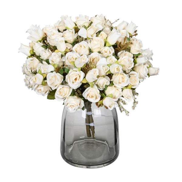 Silk Rose Bouquet – 15 Heads Wedding & Home Decor - Image 2