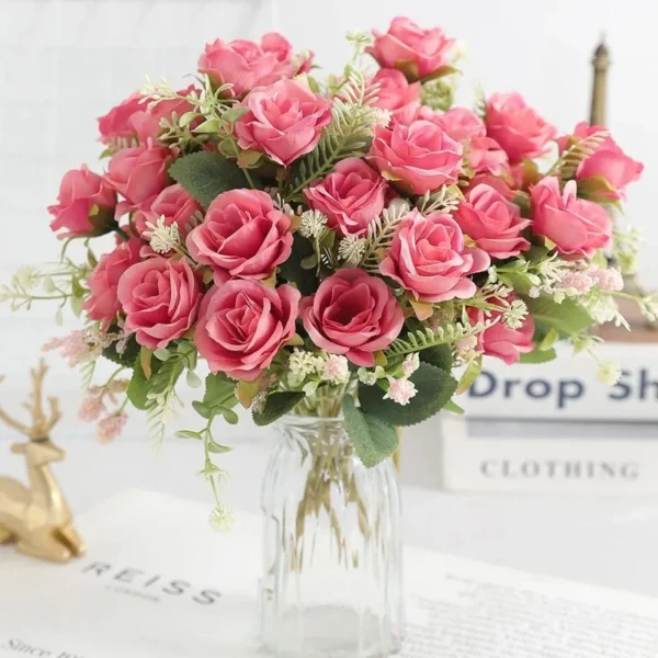 30cm Rose White Silk Peony Bouquet Wedding Decoration - Image 11