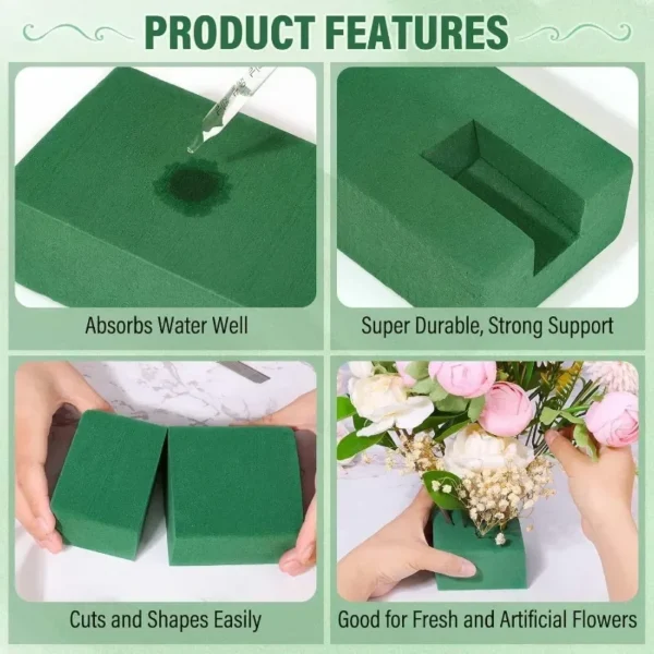 6Pcs Green Floral Foam Bricks for Flower Arrangements - Image 26