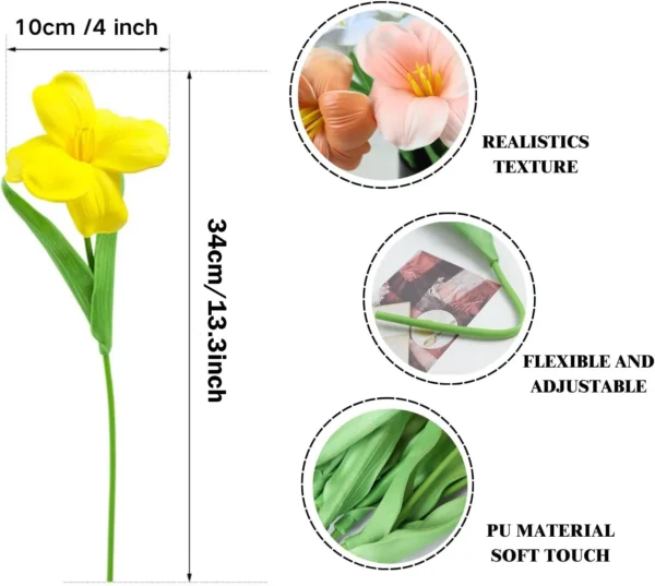 Yannew 12pcs Artificial Tulip Bouquet – Home & Party Decor - Image 6