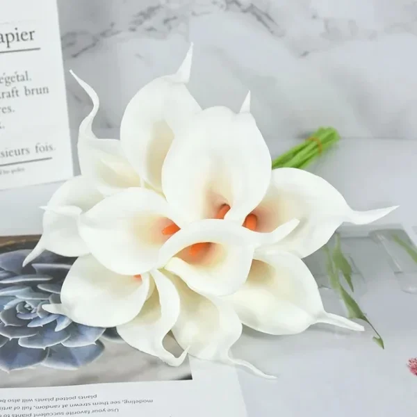 White Calla Lily Artificial Flowers Bouquet – 10Pcs - Image 9