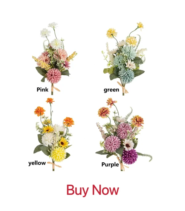 Silk Dahlia & Rose Artificial Bouquet for Weddings & Decor - Image 18