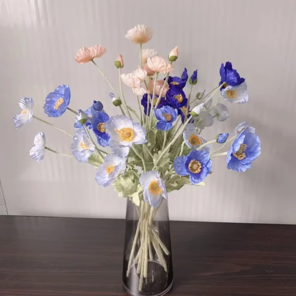 Spring Silk Poppy Stems – Artificial Floral Bouquet Decor - Image 3