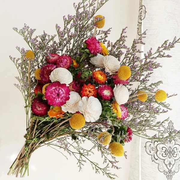 Colorful Dried Daisy & Chrysanthemum Bouquet – Home Décor - Image 14