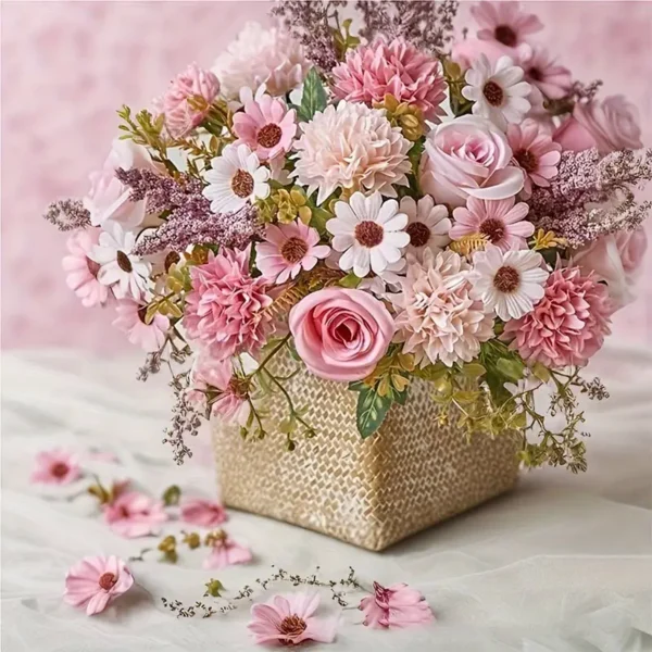 Artificial Rose Bouquet – Mixed Flowers Home & Garden Décor - Image 4