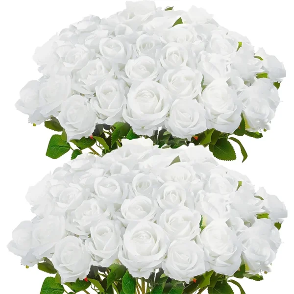 50pcs Velvet Artificial Roses for Wedding & Home Decor - Image 14