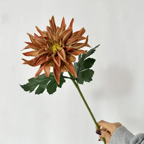 Artificial PU Dahlia Bouquet – 5 Stems Funeral Flowers - Image 8