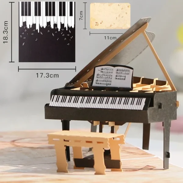 3D Pop-Up Birthday Greeting Card with Cake & Piano Design - Image 29