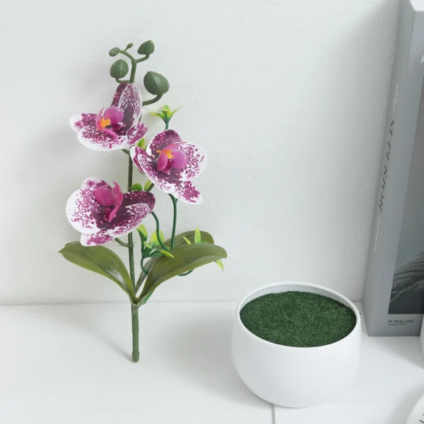Butterfly Orchid Artificial Bonsai Flowers with Vase - Image 7