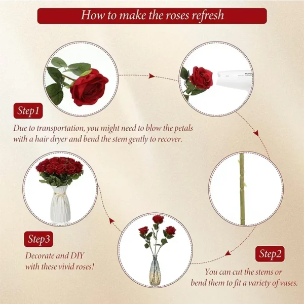 50pcs Velvet Artificial Roses for Wedding & Home Decor - Image 3