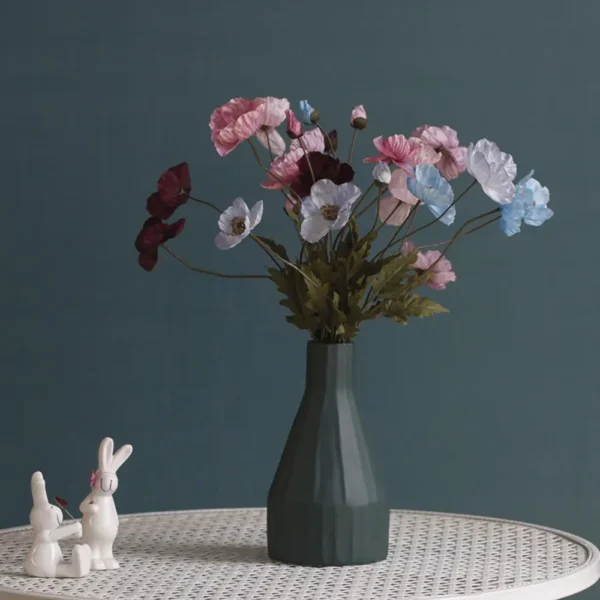 Spring Silk Poppy Stems – Artificial Floral Bouquet Decor - Image 44