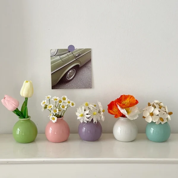 Mini Ceramic Glaze Vase – Multi-Coloured Bud Pot - Image 26
