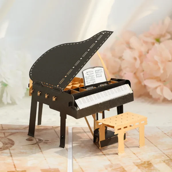 3D Pop-Up Birthday Greeting Card with Cake & Piano Design - Image 6