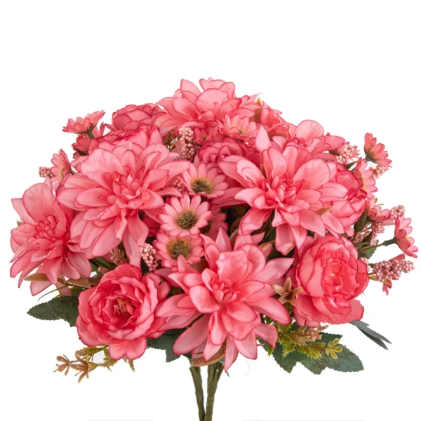 Silk Dahlia & Rose Artificial Bouquet for Weddings & Decor - Image 12
