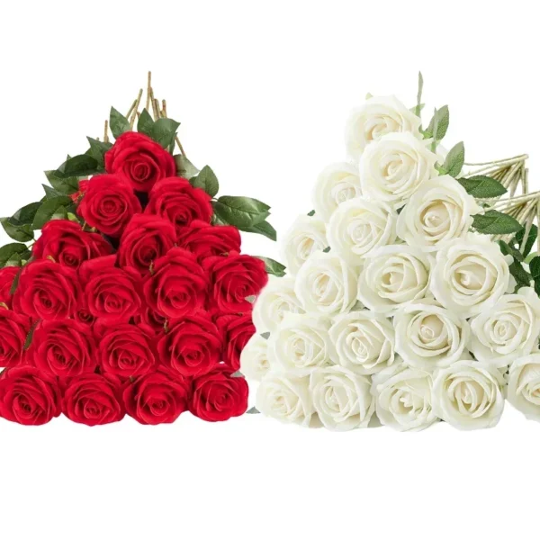 50pcs Velvet Artificial Roses for Wedding & Home Decor - Image 19