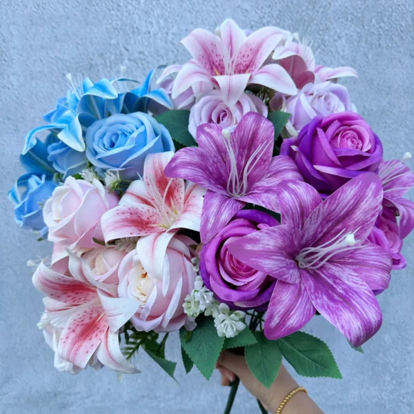 Spring Bouquet – 9 Stem Roses & Lilies, Fresh & Elegant - Image 3