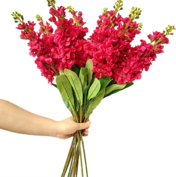 Silk Delphinium Faux Flowers – Anniversary Decor, 10pcs - Image 6