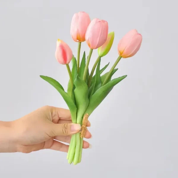 10 Heads Latex Tulip Bouquet – Artificial Wedding Flowers - Image 2