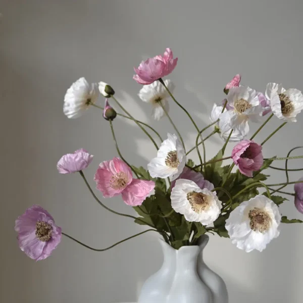 Spring Silk Poppy Stems – Artificial Floral Bouquet Decor - Image 47