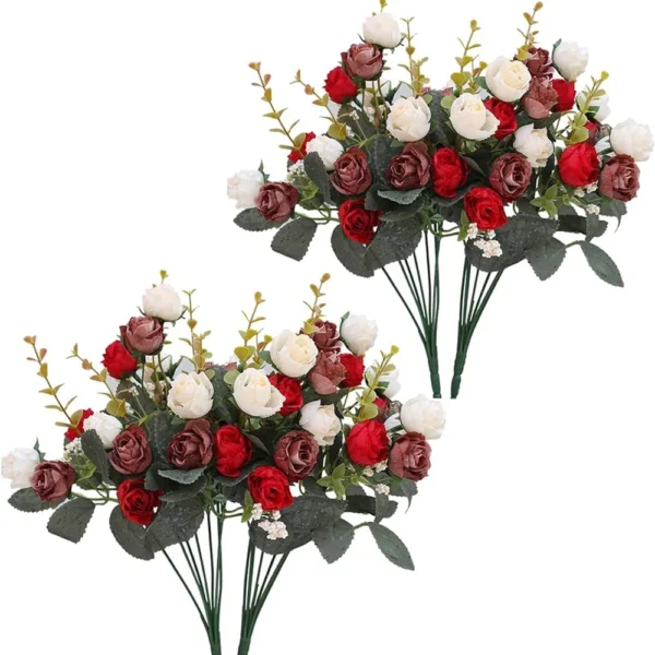 Silk Rose Bouquet – 21 Heads Wedding & Home Decoration - Image 3