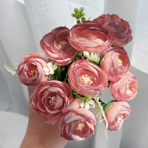 Artificial Peony Bouquet 30cm – 10 Heads Silk Flowers