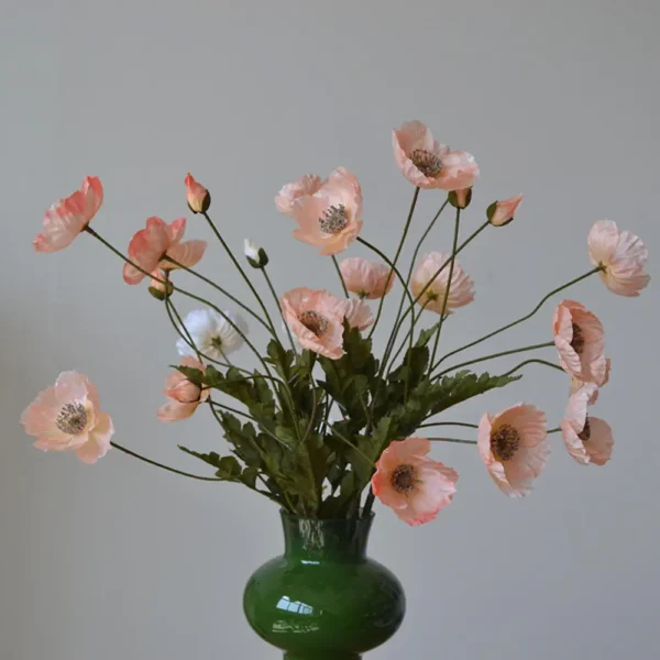 Spring Silk Poppy Stems – Artificial Floral Bouquet Decor - Image 48