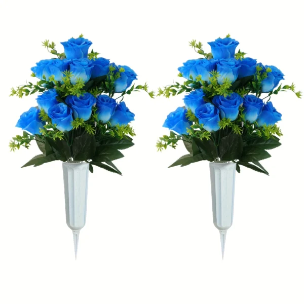 2pc Sympathy Artificial Rose Bouquet with Vase - Image 7