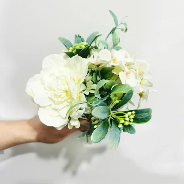 27cm Rose & Peony Silk Bouquet – Sympathy & Funerals - Image 3