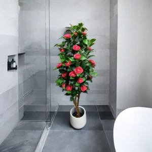 Artificial Camellia Rose Tree in Pot – Indoor Decoration