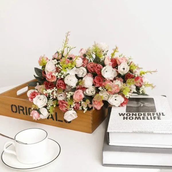 Silk Rose Bouquet – 21 Heads Wedding & Home Decoration - Image 8
