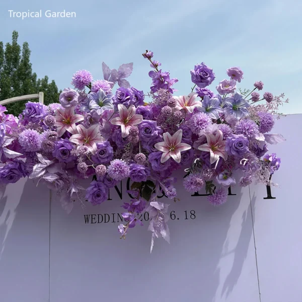 Lavender Wedding Artificial Flower Row & Backdrop Decor - Image 2