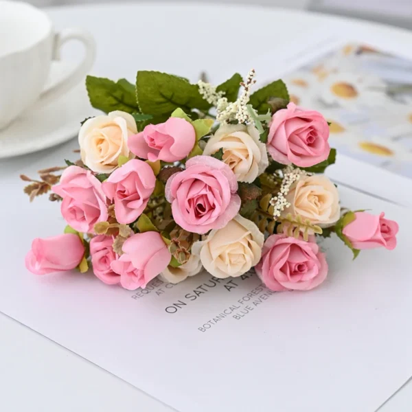 Silk Rose Bouquet – 15 Heads Wedding & Home Decor - Image 5