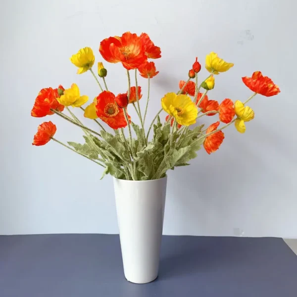 Spring Silk Poppy Stems – Artificial Floral Bouquet Decor - Image 35
