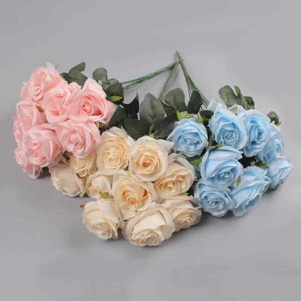 Congratulations Silk Rose Bouquet – 9 Heads Artificial Flowers - Image 3