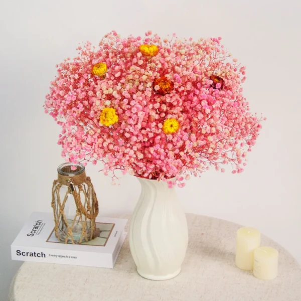 Dried Baby Breath & Daisy Mixed Bouquet – Real Touch - Image 8
